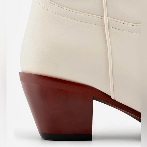 Dreamcia Women’s Wide Calf Cowboy Boots|Ivory Embroidery Design|Faux Leather|9.5 - Picture 13 of 16